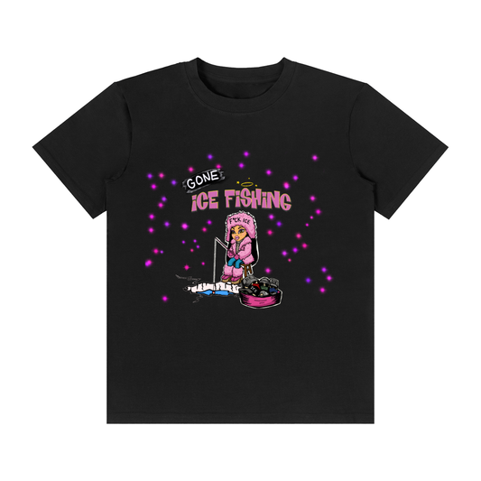 ‘Gone ice fishing’ Unisex Classic Crew Neck Cotton T-Shirt