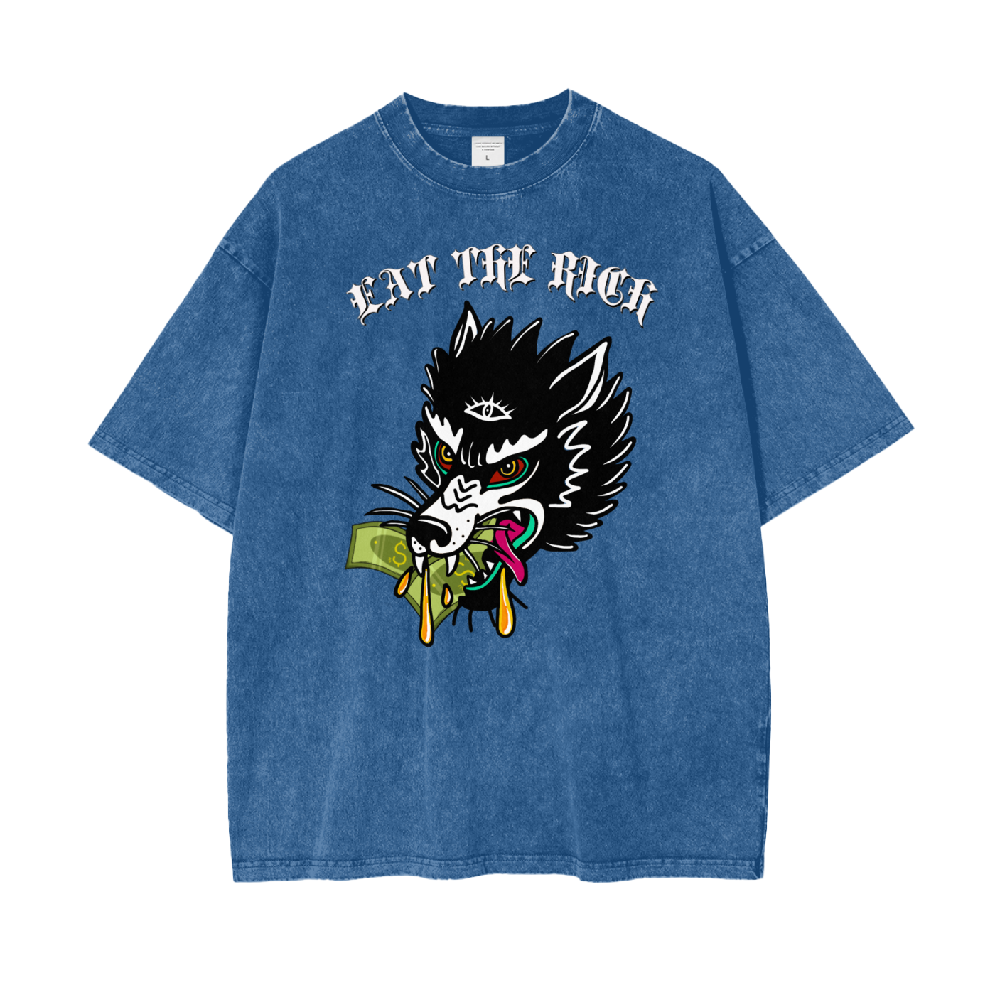 ‘Eat the rich’ Oversize Snow Washed T-Shirt