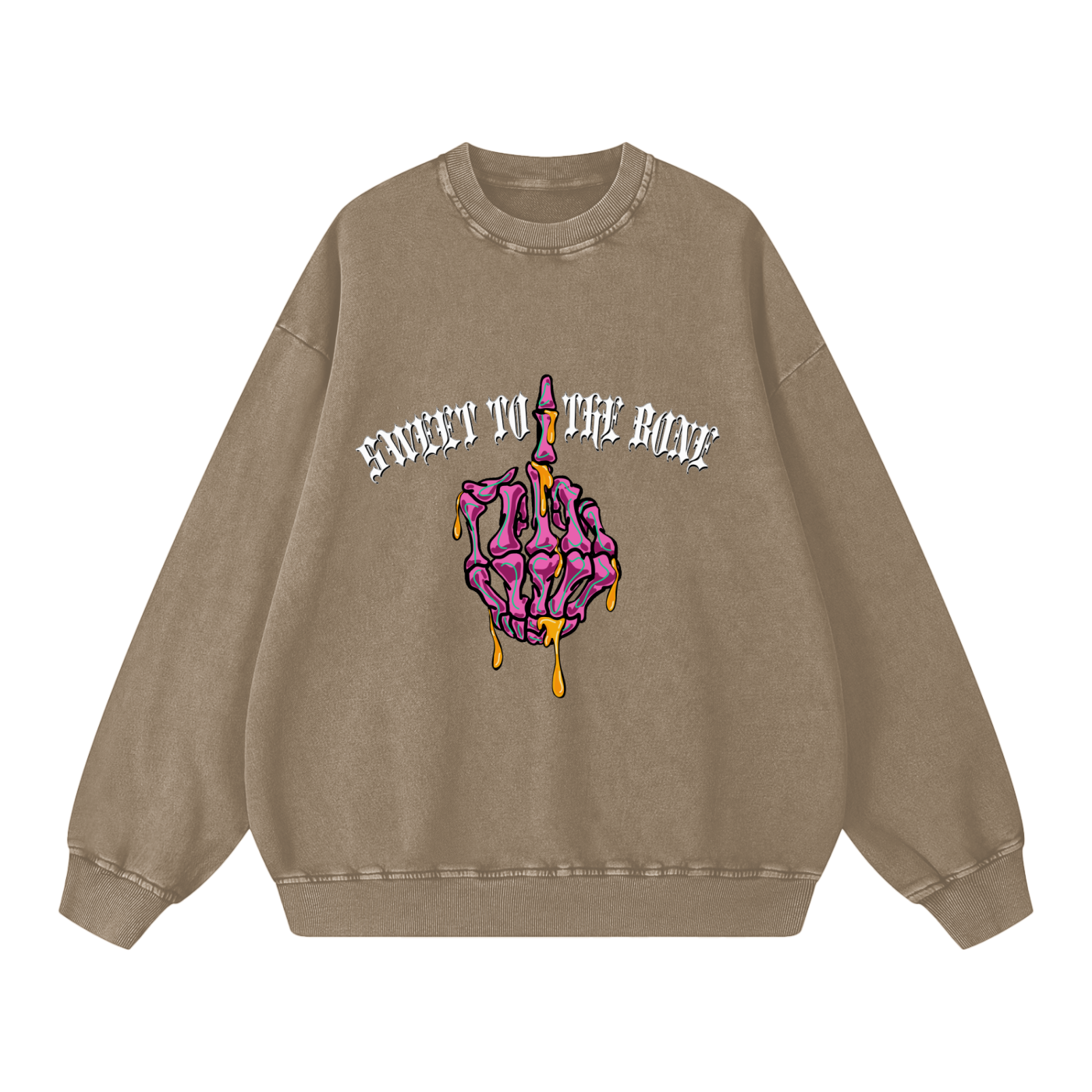 ‘Sweet to the bone’ Acid Wash Oversize Sweatshirt - 360 GSM