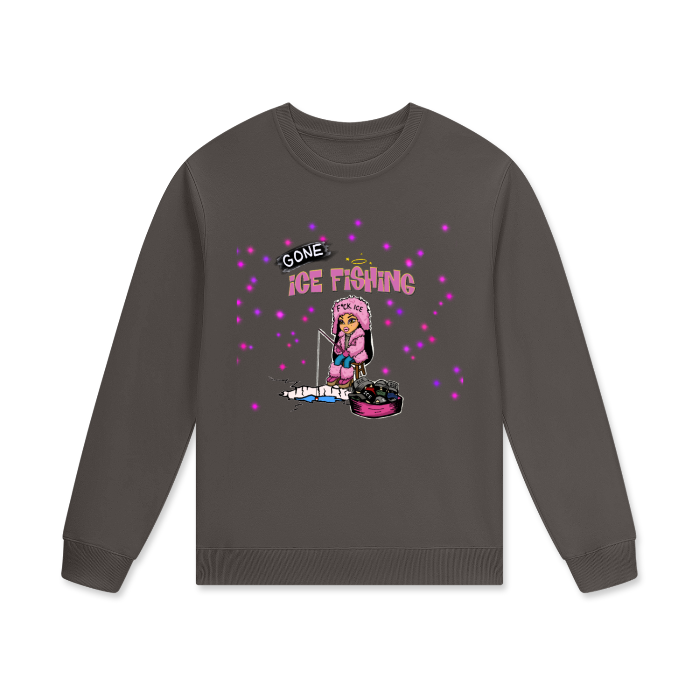 ‘Gone ice fishing’ Streetwear Unisex Cotton Pullover