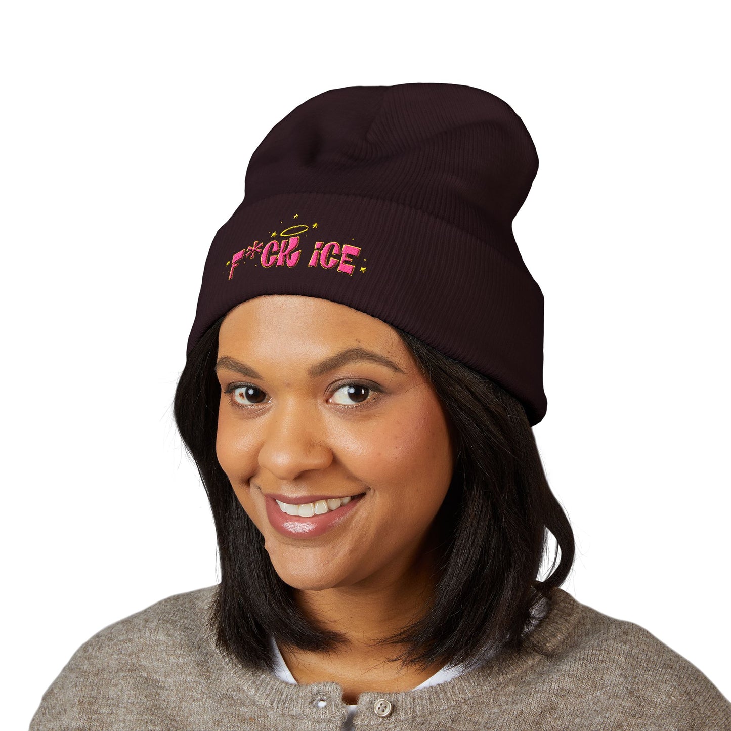 ‘F*ck ice’ Classic Cuffed Beanie (Embroidery)