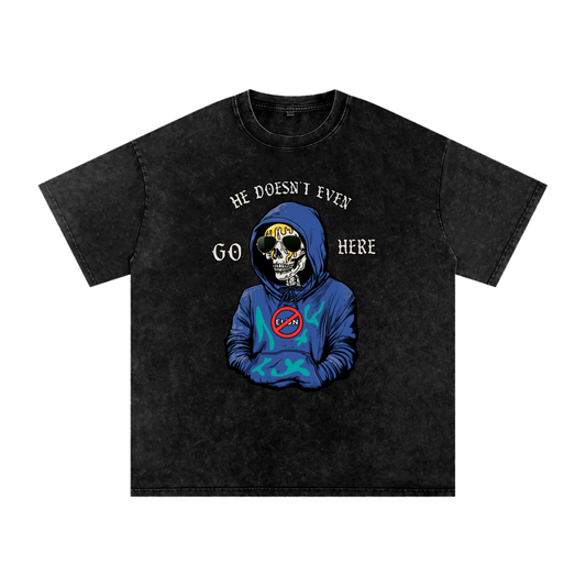 He doesn’t even go here Acid Wash Oversize T-Shirt - 250 GSM