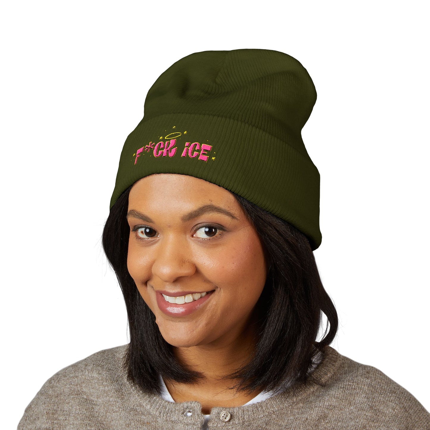 ‘F*ck ice’ Classic Cuffed Beanie (Embroidery)