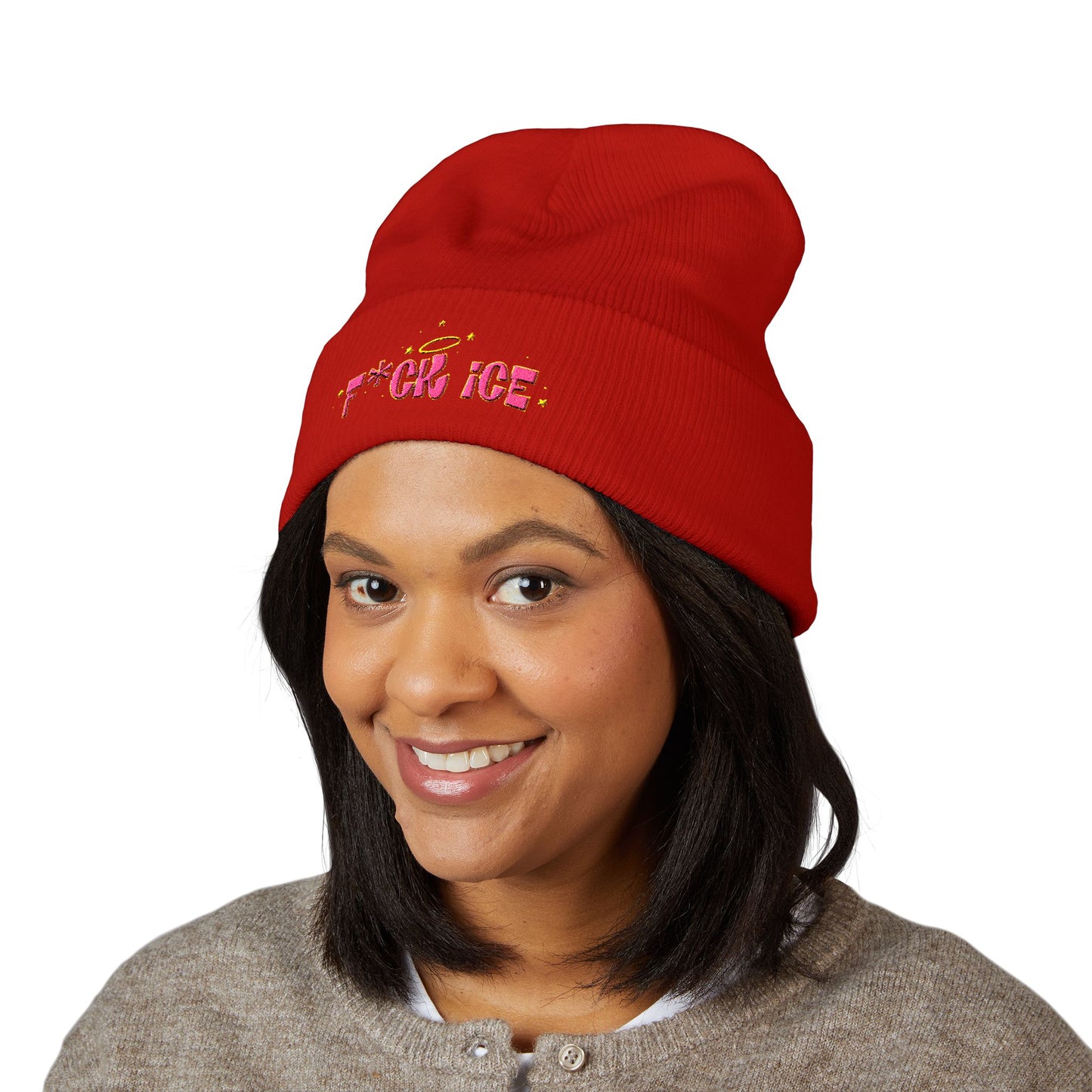 ‘F*ck ice’ Classic Cuffed Beanie (Embroidery)