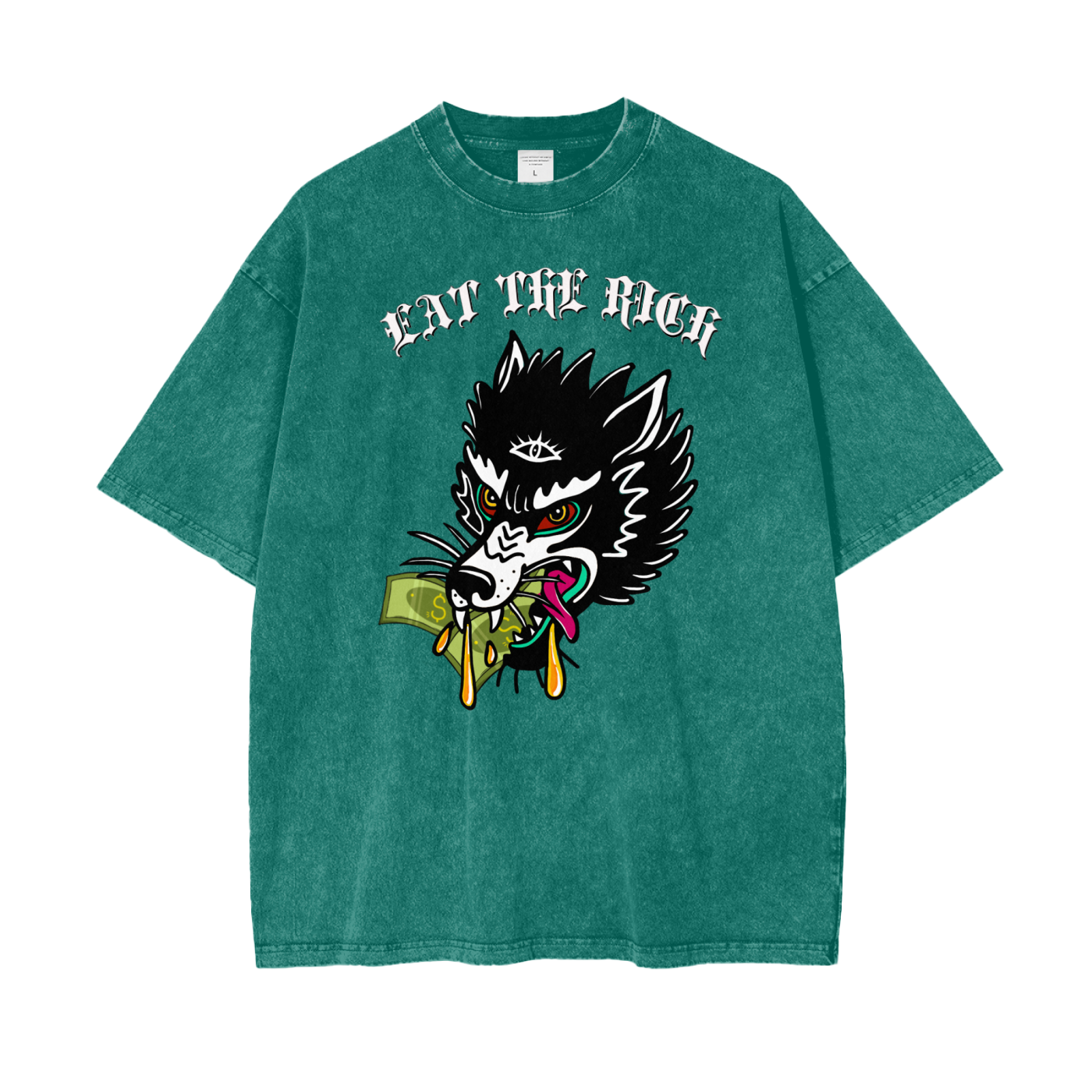 ‘Eat the rich’ Oversize Snow Washed T-Shirt