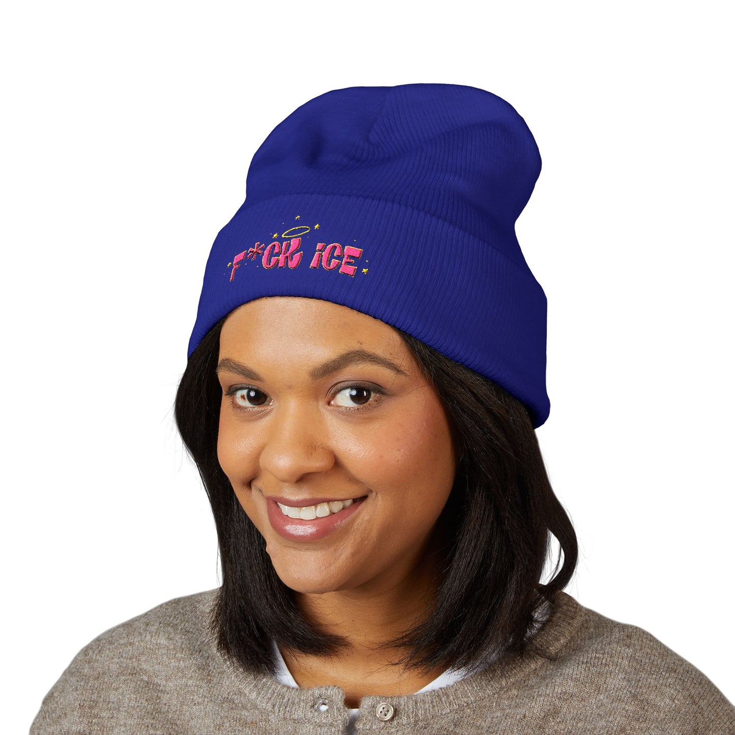 ‘F*ck ice’ Classic Cuffed Beanie (Embroidery)