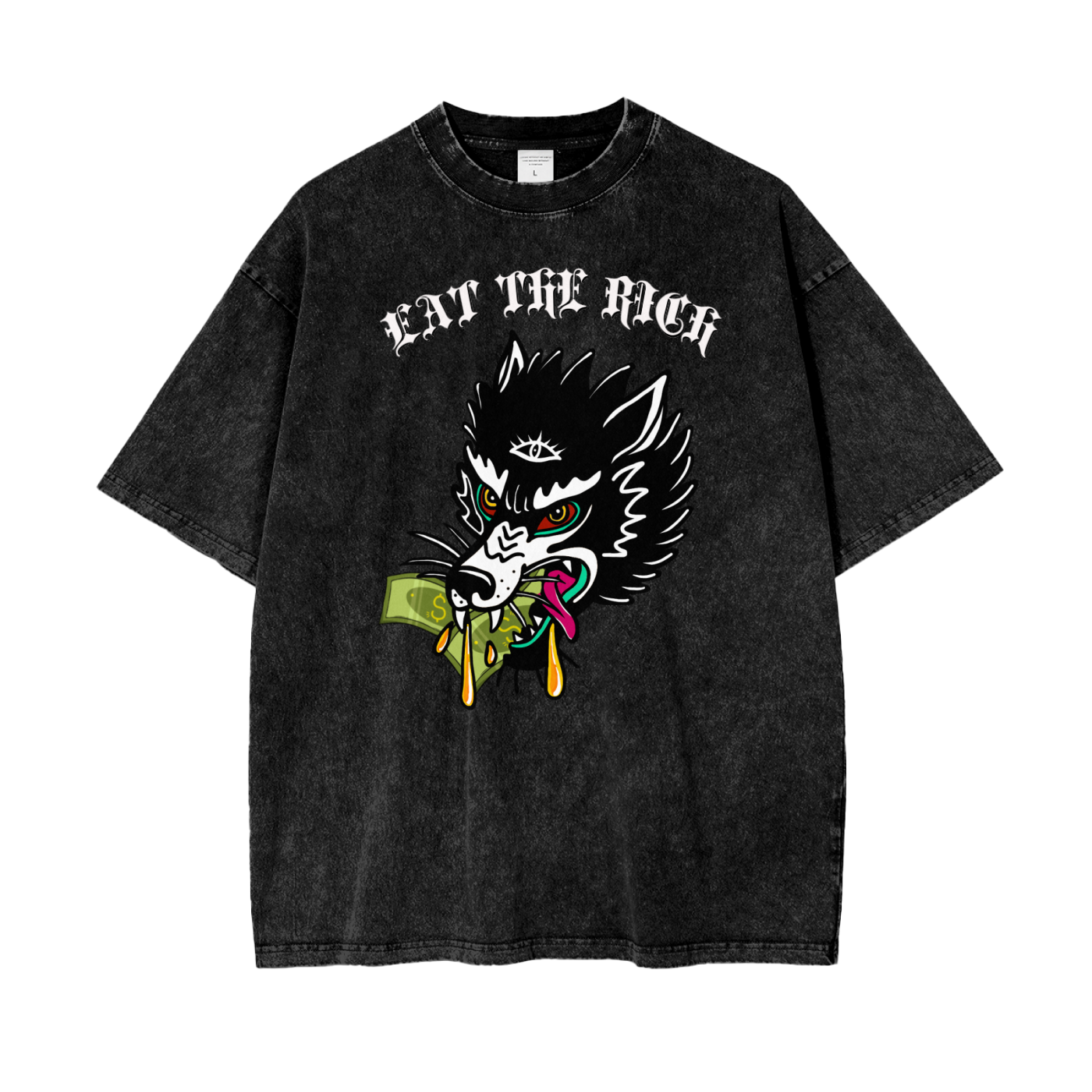 ‘Eat the rich’ Oversize Snow Washed T-Shirt