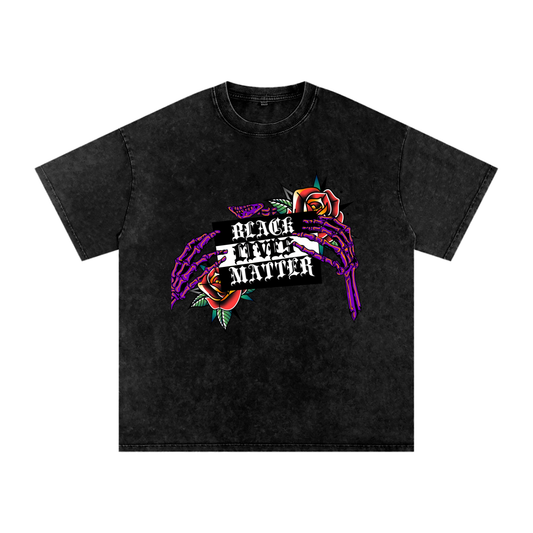 Black Lives Matter Acid Wash Oversize T-Shirt - 250 GSM