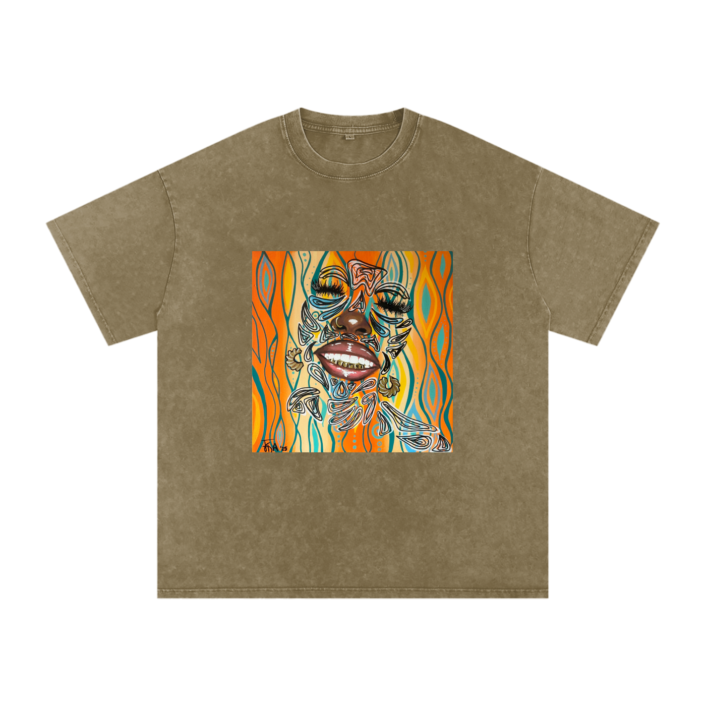 ‘Smile’ Snow Washed Oversized Cotton T-Shirt