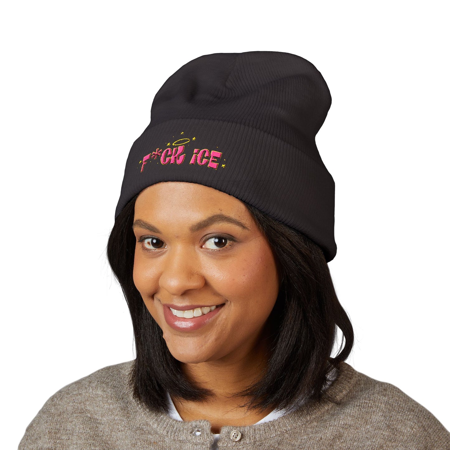 ‘F*ck ice’ Classic Cuffed Beanie (Embroidery)