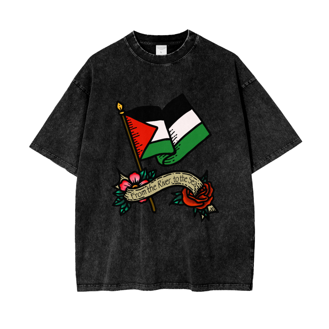 ‘Free Palestine’ Oversize Snow Washed T-Shirt