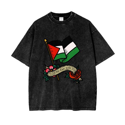 ‘Free Palestine’ Oversize Snow Washed T-Shirt