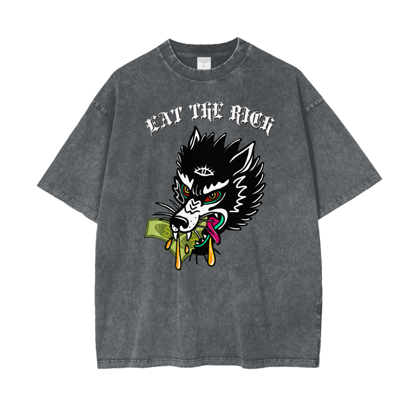 ‘Eat the rich’ Oversize Snow Washed T-Shirt