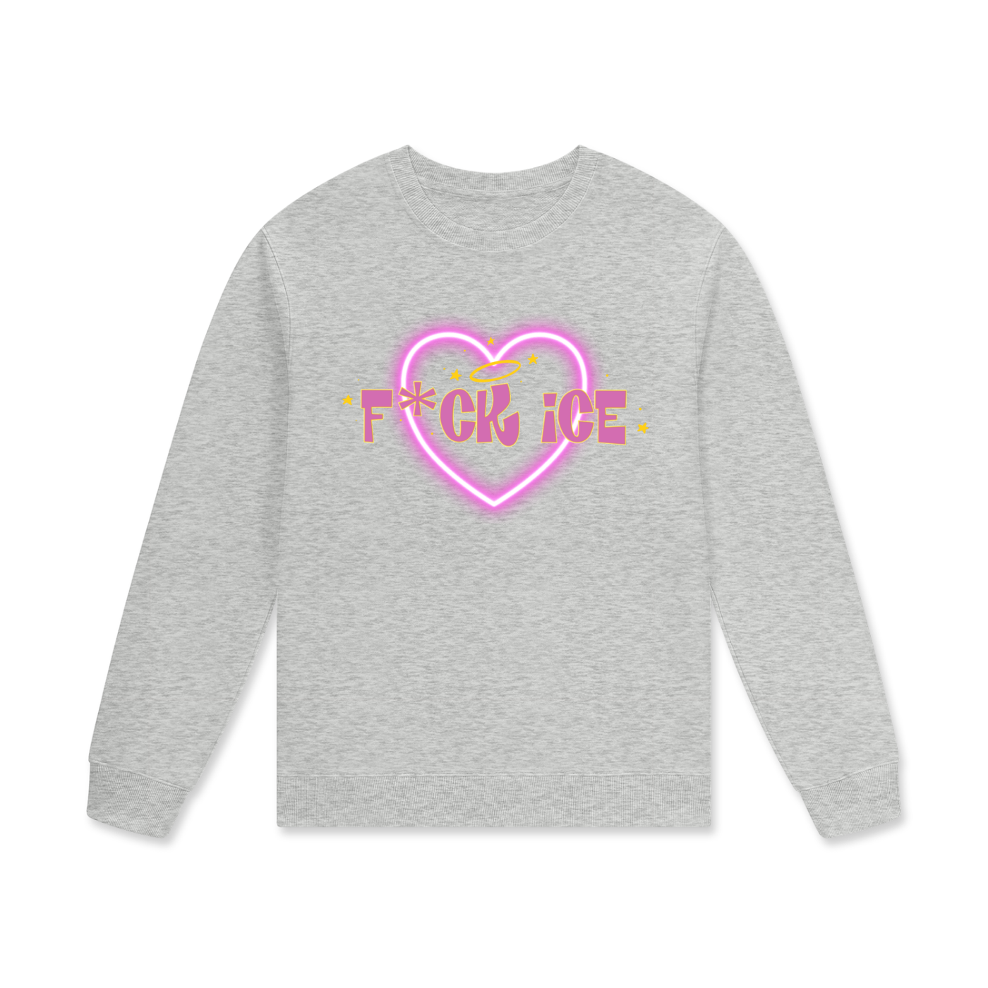 ‘F*ck ice’ pink heart Streetwear Unisex Cotton Pullover