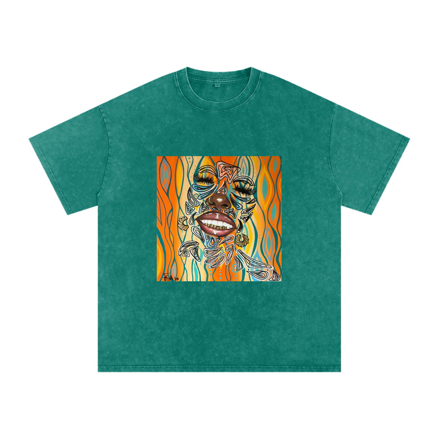 ‘Smile’ Snow Washed Oversized Cotton T-Shirt