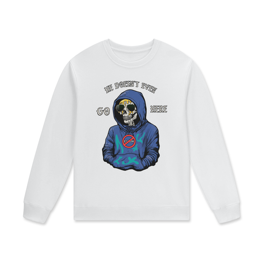 He doesn’t even go here Streetwear Unisex Staple 100% Cotton Pullover