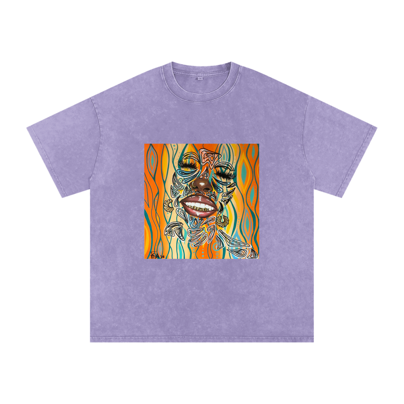 ‘Smile’ Snow Washed Oversized Cotton T-Shirt