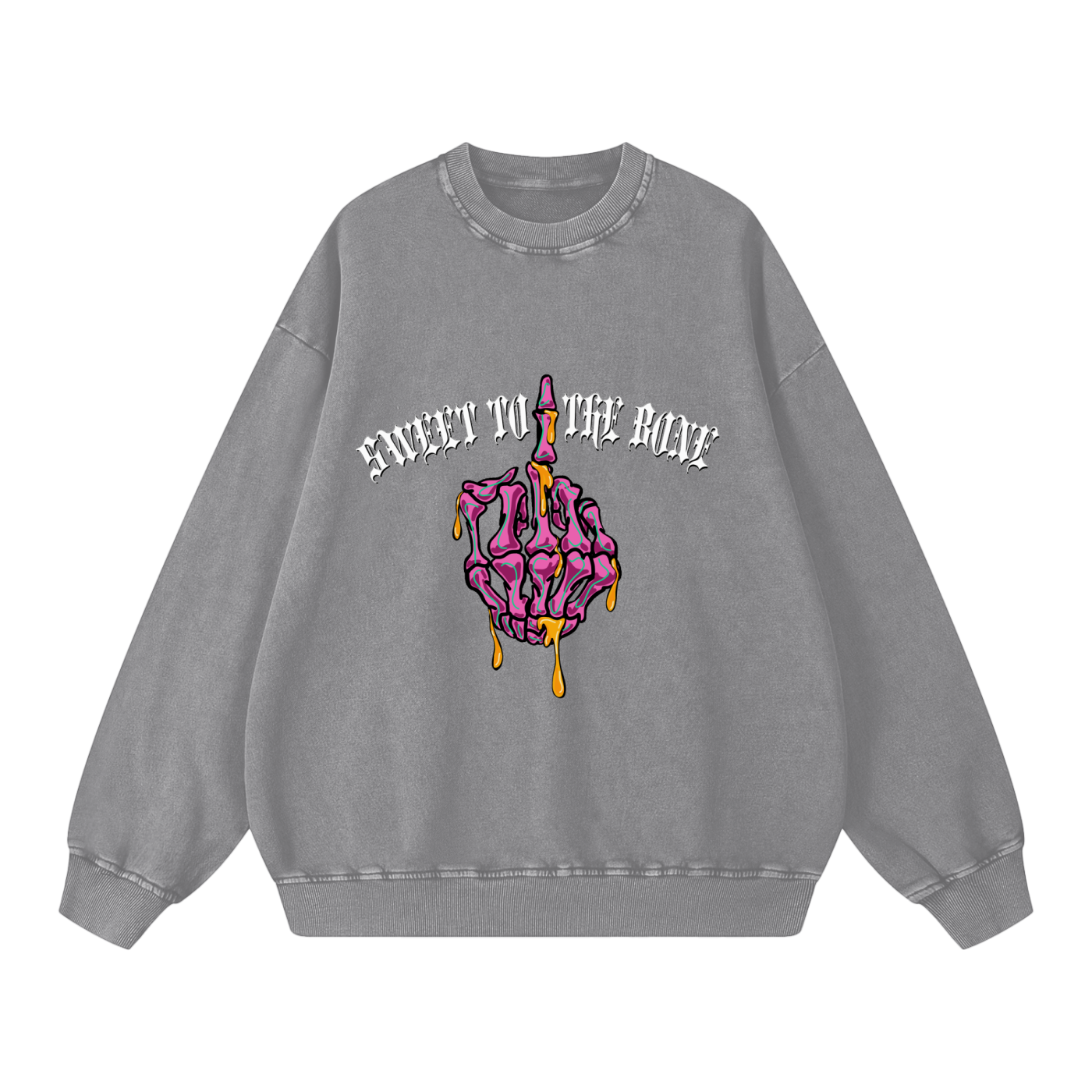 ‘Sweet to the bone’ Acid Wash Oversize Sweatshirt - 360 GSM