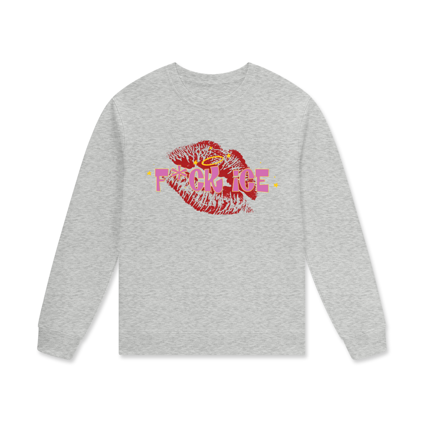 ‘F*ck ice’ Red kiss mark Streetwear Unisex Cotton Pullover