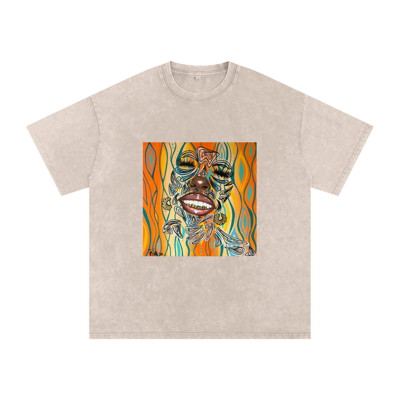‘Smile’ Snow Washed Oversized Cotton T-Shirt