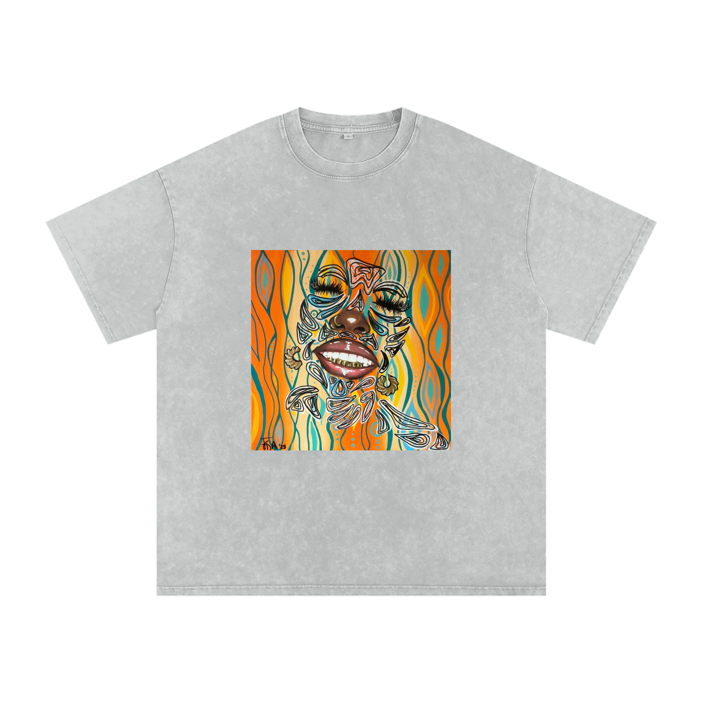 ‘Smile’ Snow Washed Oversized Cotton T-Shirt