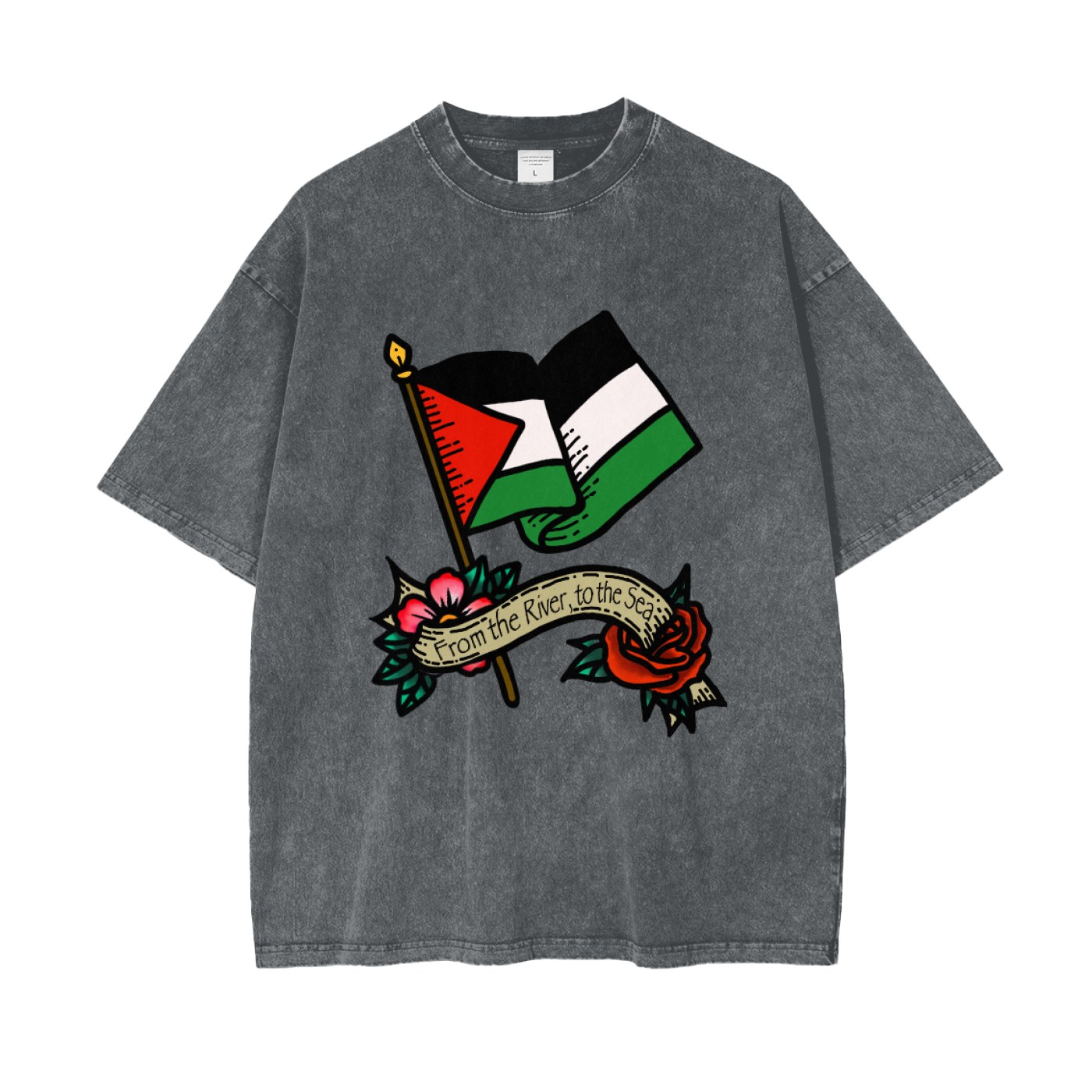 ‘Free Palestine’ Oversize Snow Washed T-Shirt