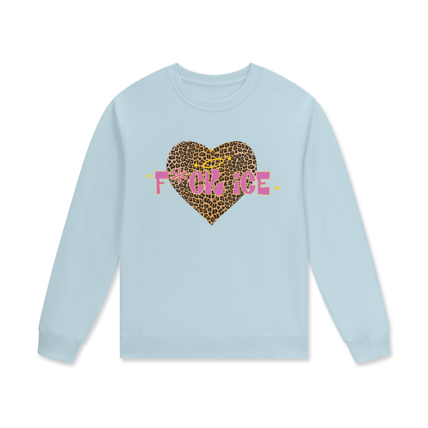 ‘F*ck ice’ leopard print heart Streetwear Unisex Cotton Pullover