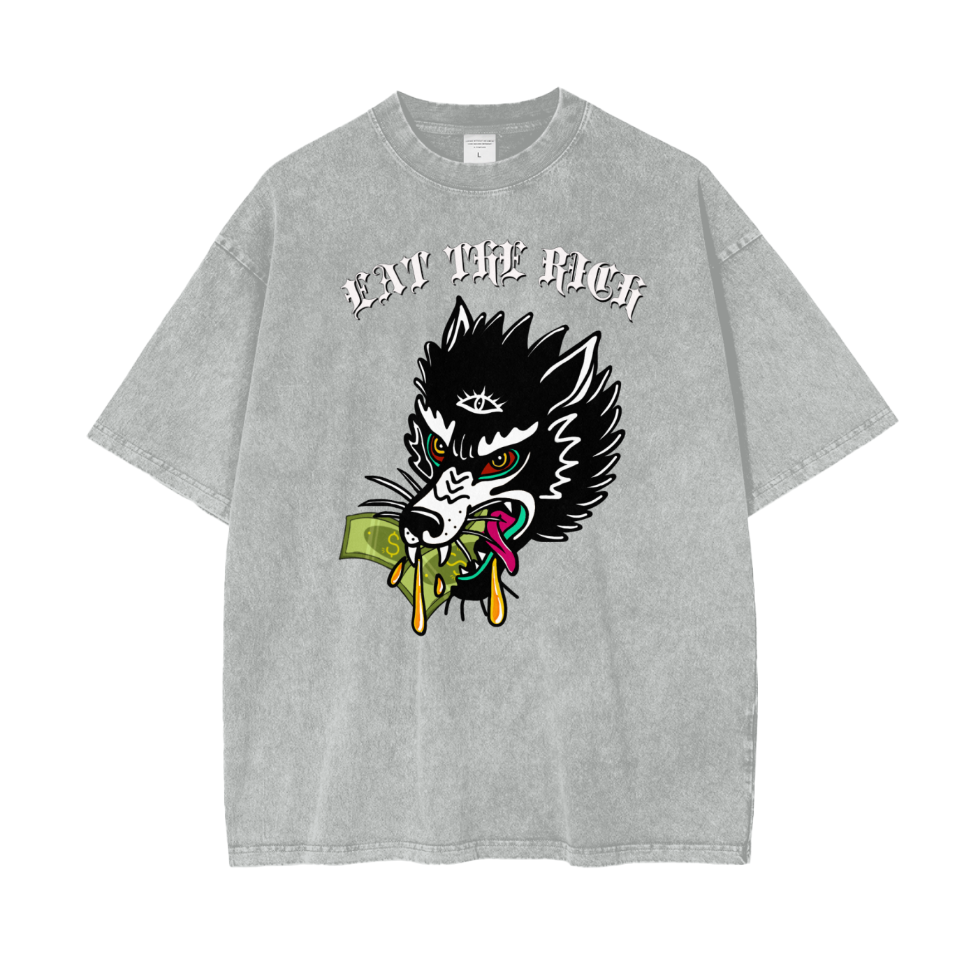 ‘Eat the rich’ Oversize Snow Washed T-Shirt