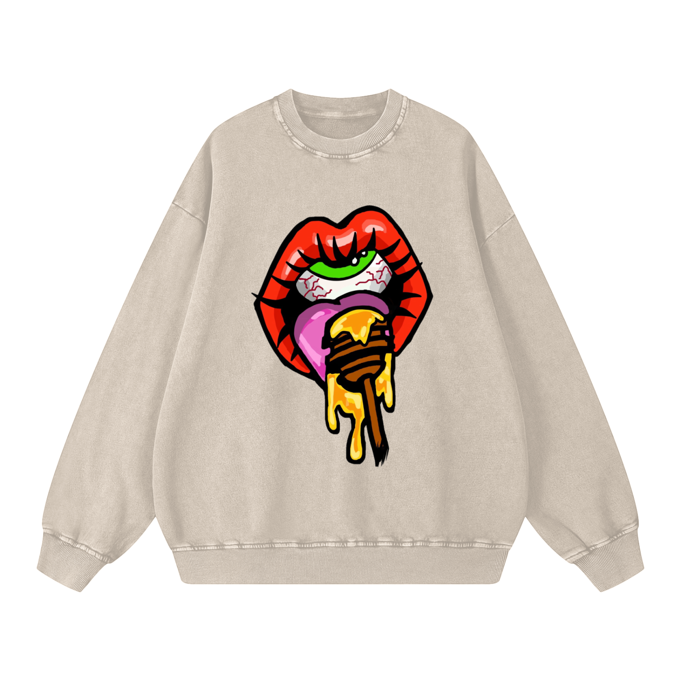 ‘Huny dipper’ Acid Wash Oversize Sweatshirt - 360 GSM