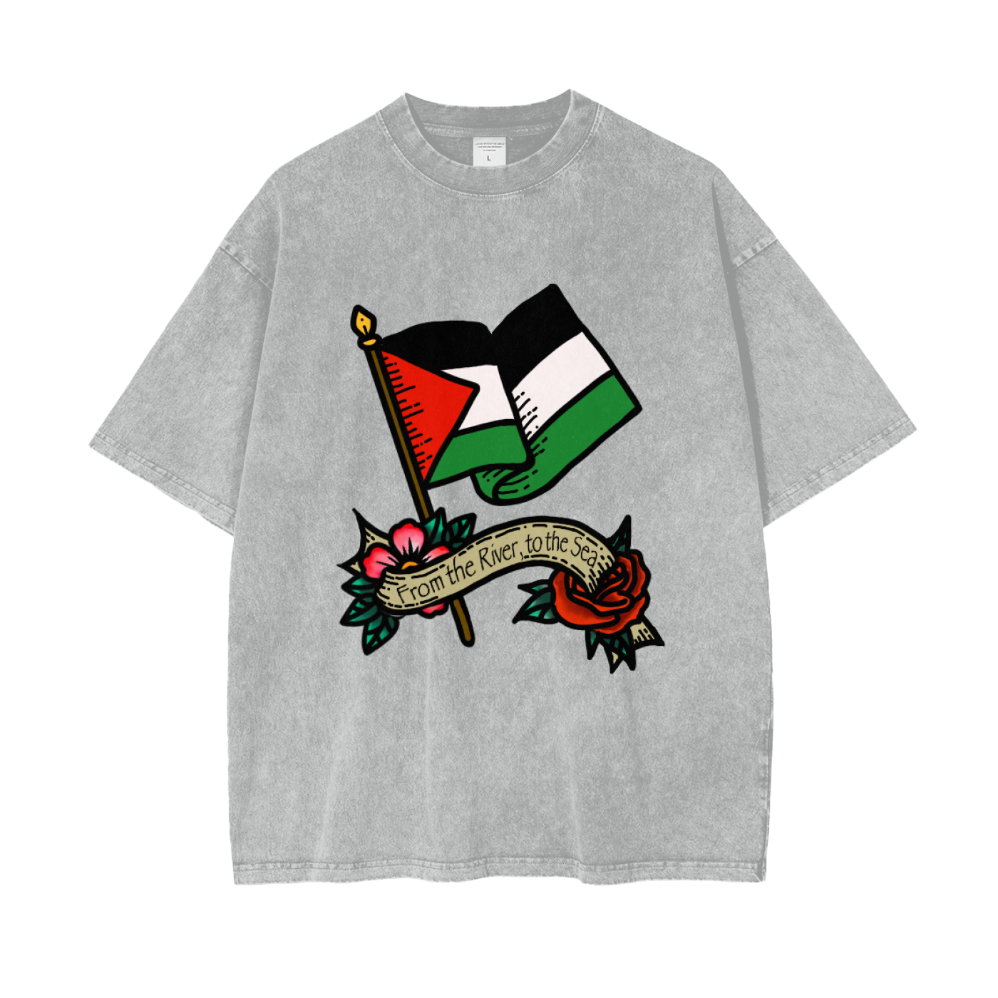 ‘Free Palestine’ Oversize Snow Washed T-Shirt