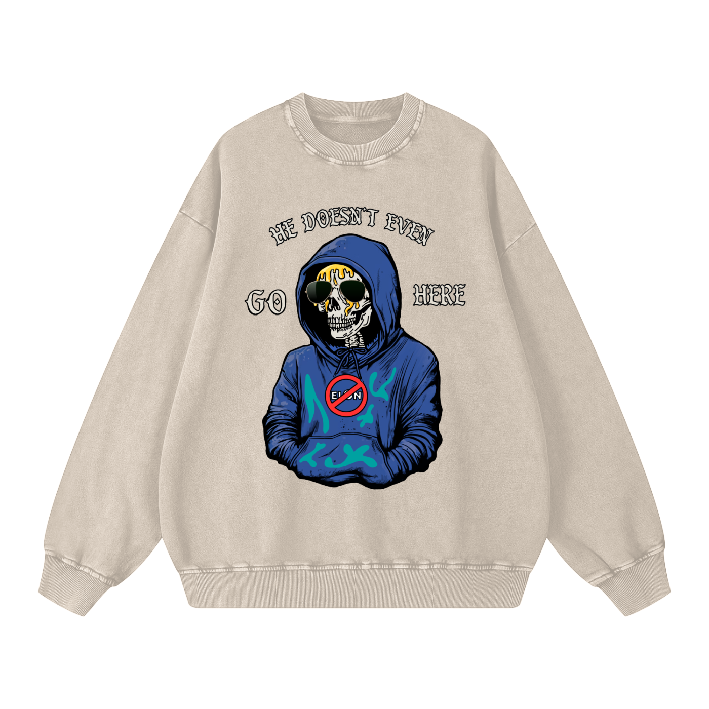 He doesn’t even go here Acid Wash Oversize Sweatshirt - 360 GSM