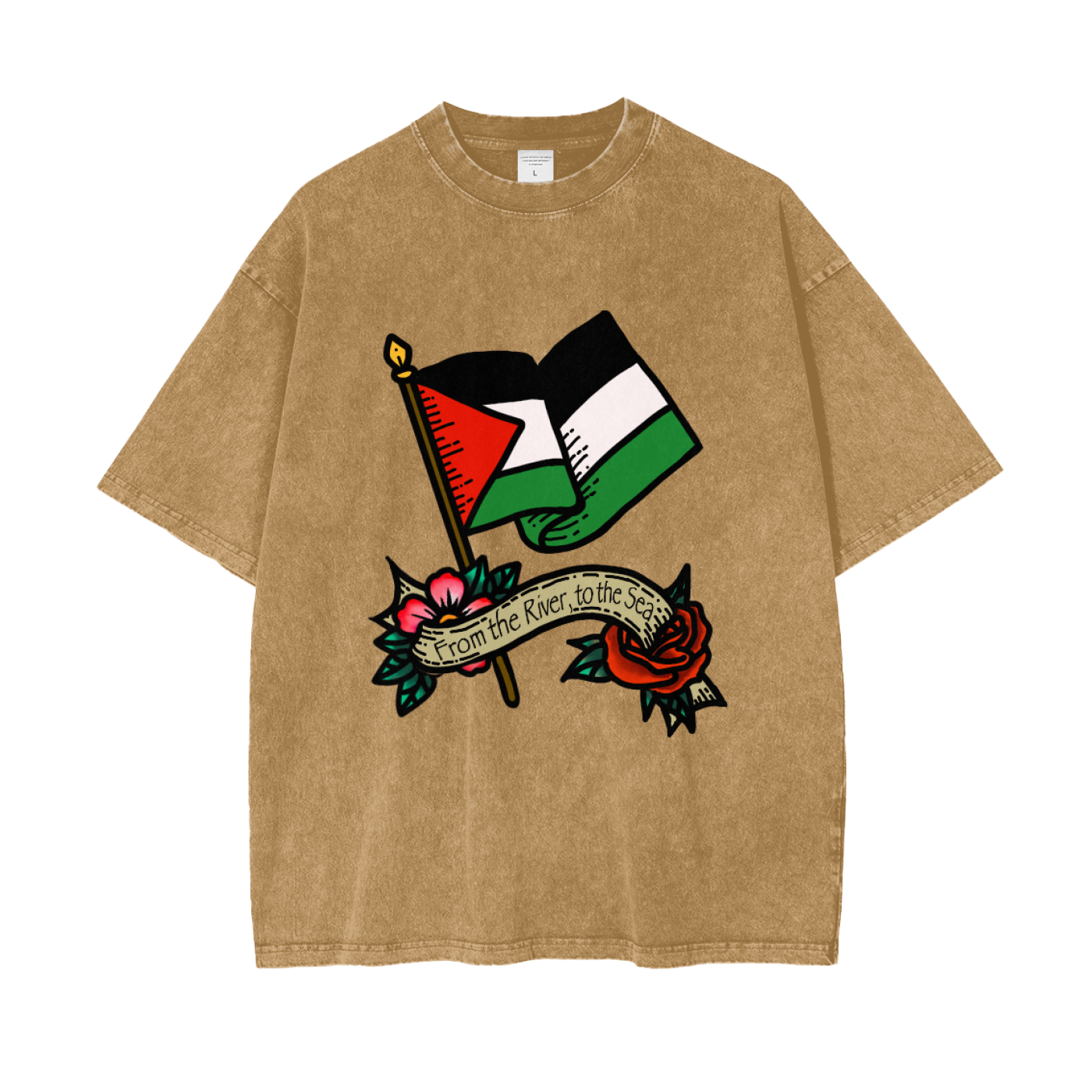 ‘Free Palestine’ Oversize Snow Washed T-Shirt