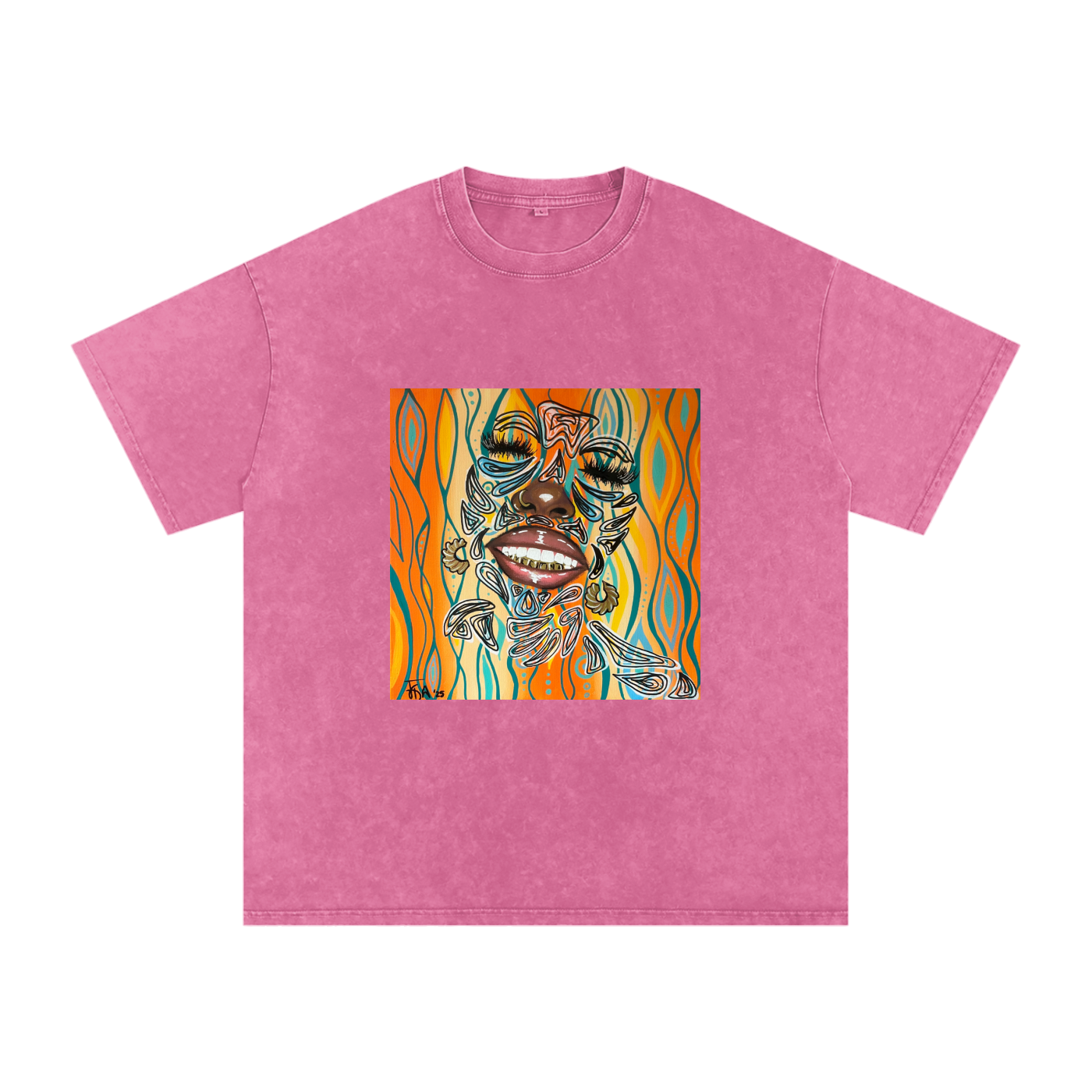 ‘Smile’ Snow Washed Oversized Cotton T-Shirt