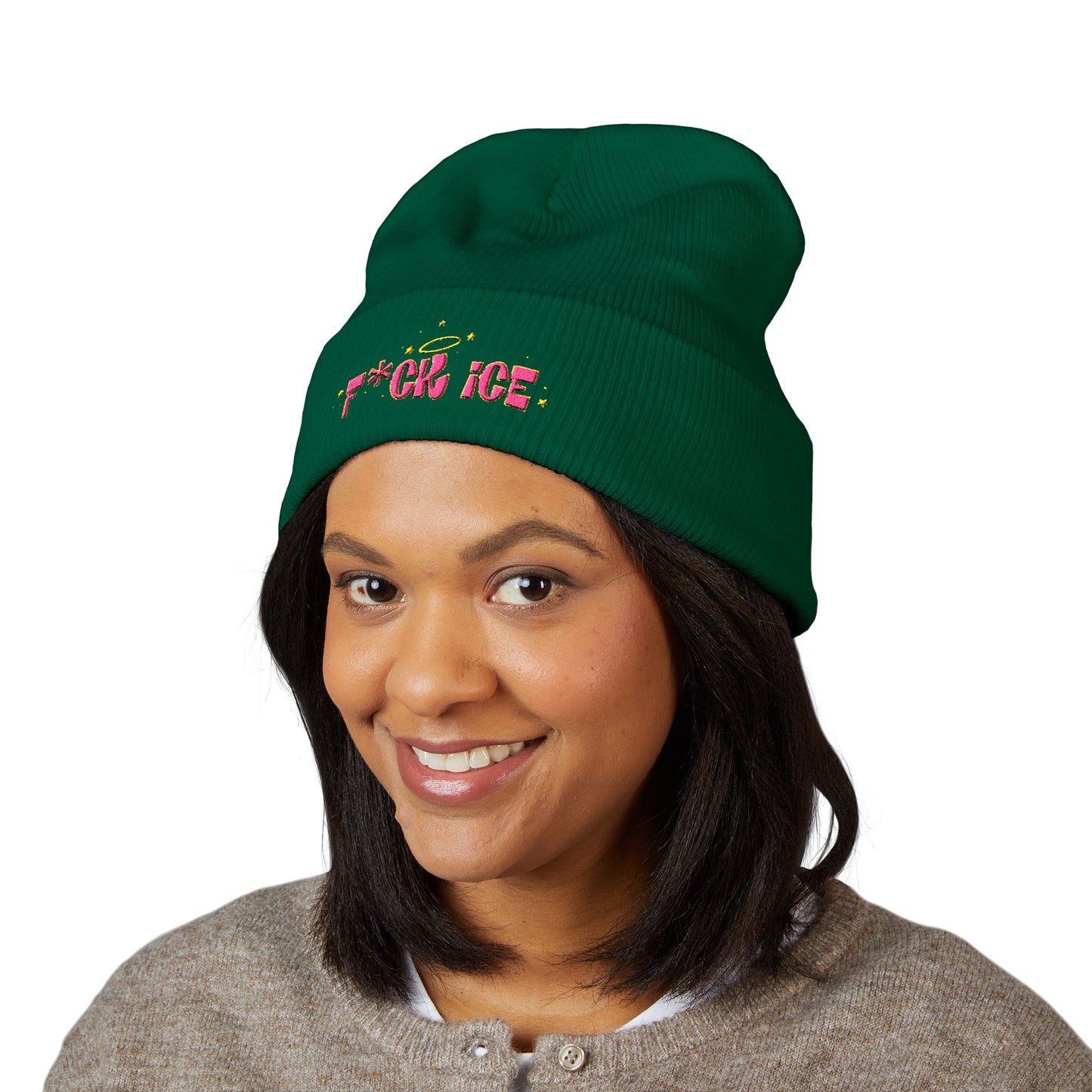 ‘F*ck ice’ Classic Cuffed Beanie (Embroidery)