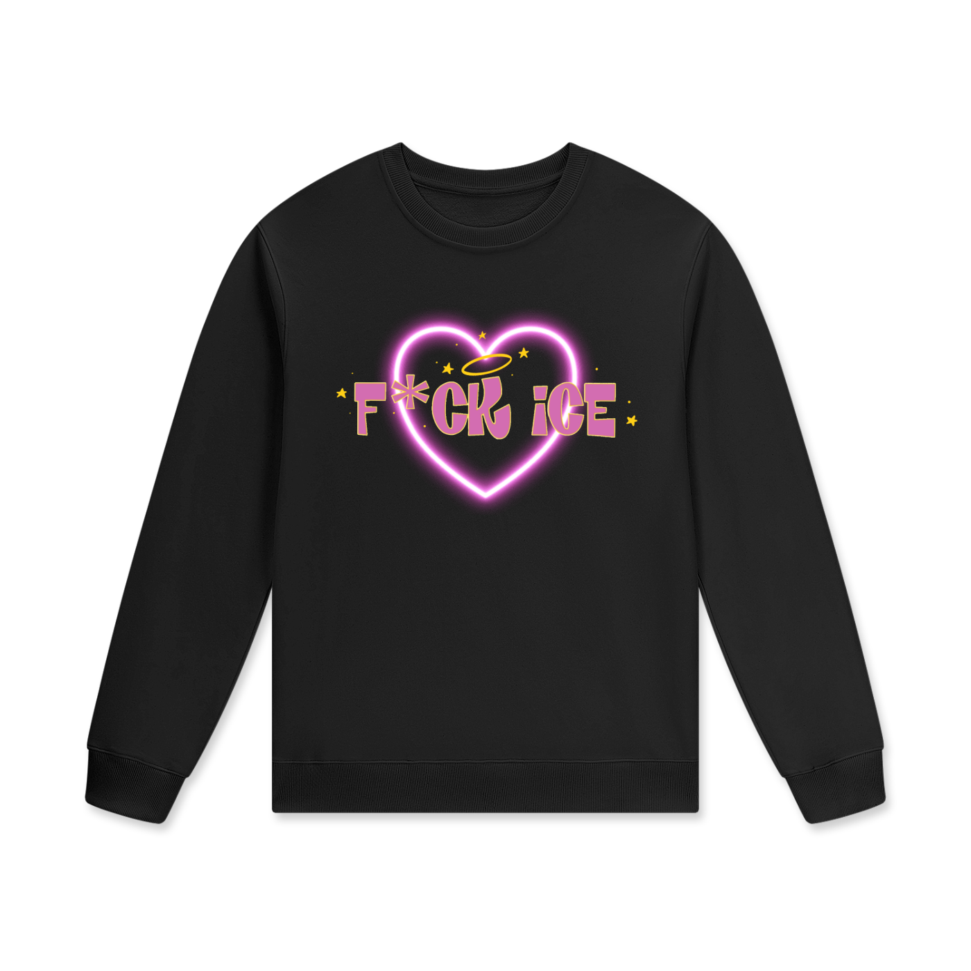 ‘F*ck ice’ pink heart Streetwear Unisex Cotton Pullover