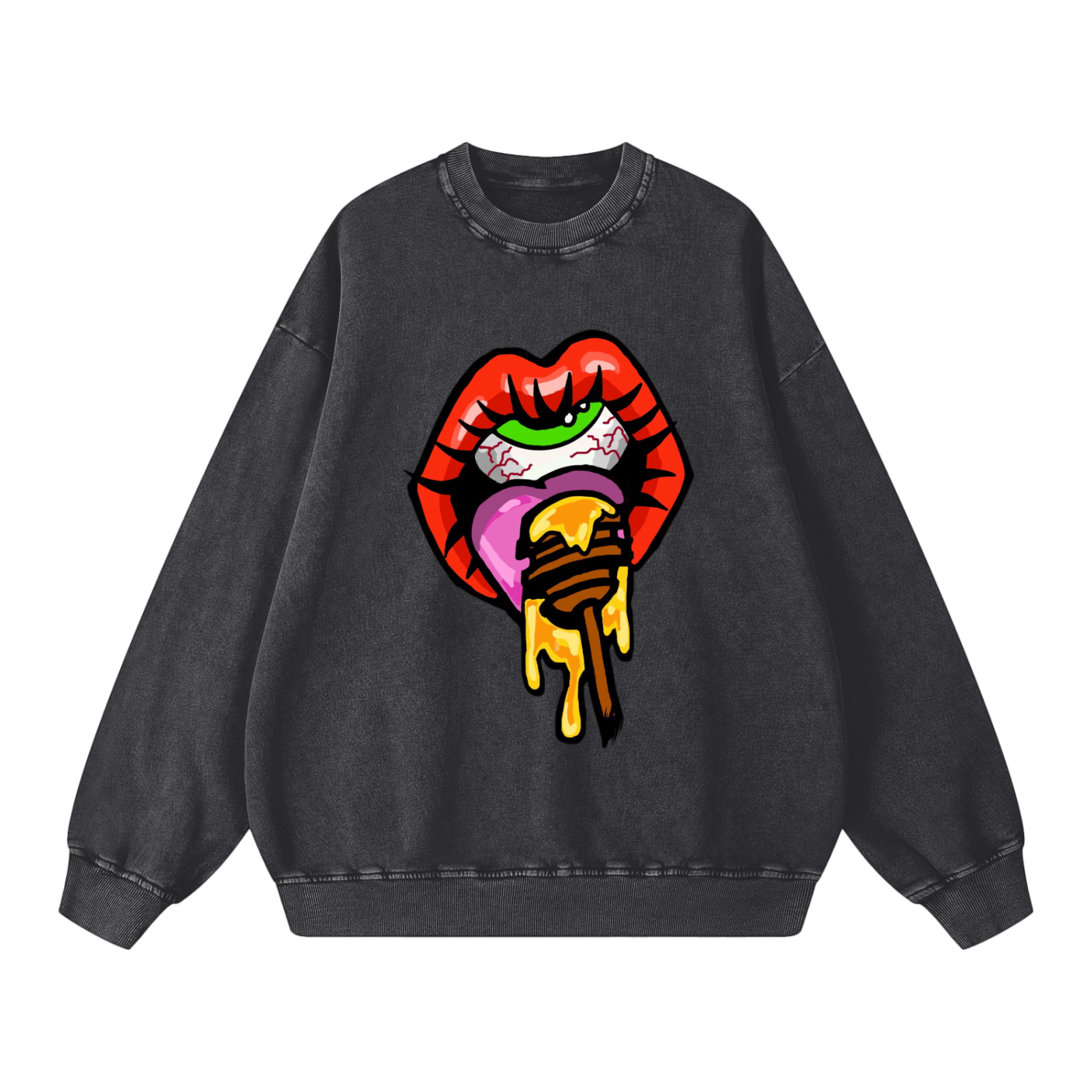 ‘Huny dipper’ Acid Wash Oversize Sweatshirt - 360 GSM