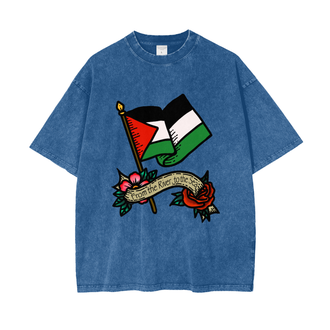 ‘Free Palestine’ Oversize Snow Washed T-Shirt