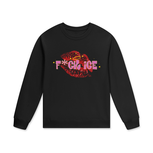 ‘F*ck ice’ Red kiss mark Streetwear Unisex Cotton Pullover