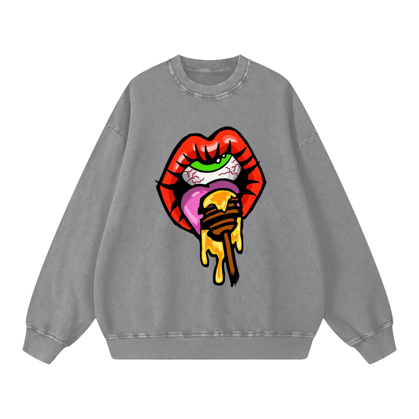 ‘Huny dipper’ Acid Wash Oversize Sweatshirt - 360 GSM