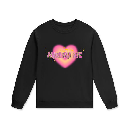 ‘Abolish ice’ orange and pink heart Streetwear Unisex Cotton Pullover