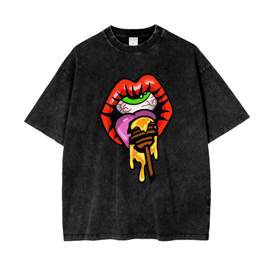 ‘Huny dipper’ Oversize Snow Washed T-Shirt