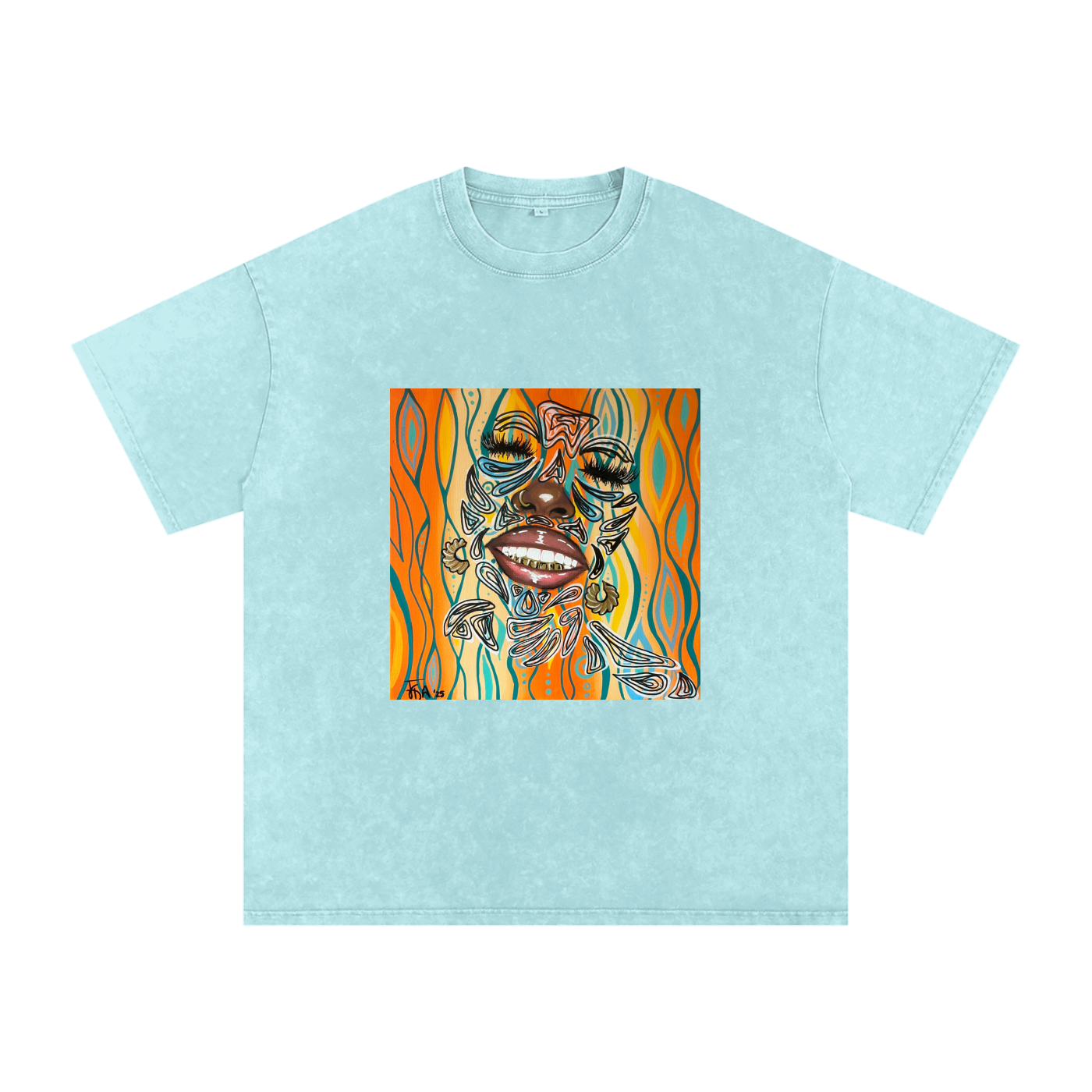 ‘Smile’ Snow Washed Oversized Cotton T-Shirt