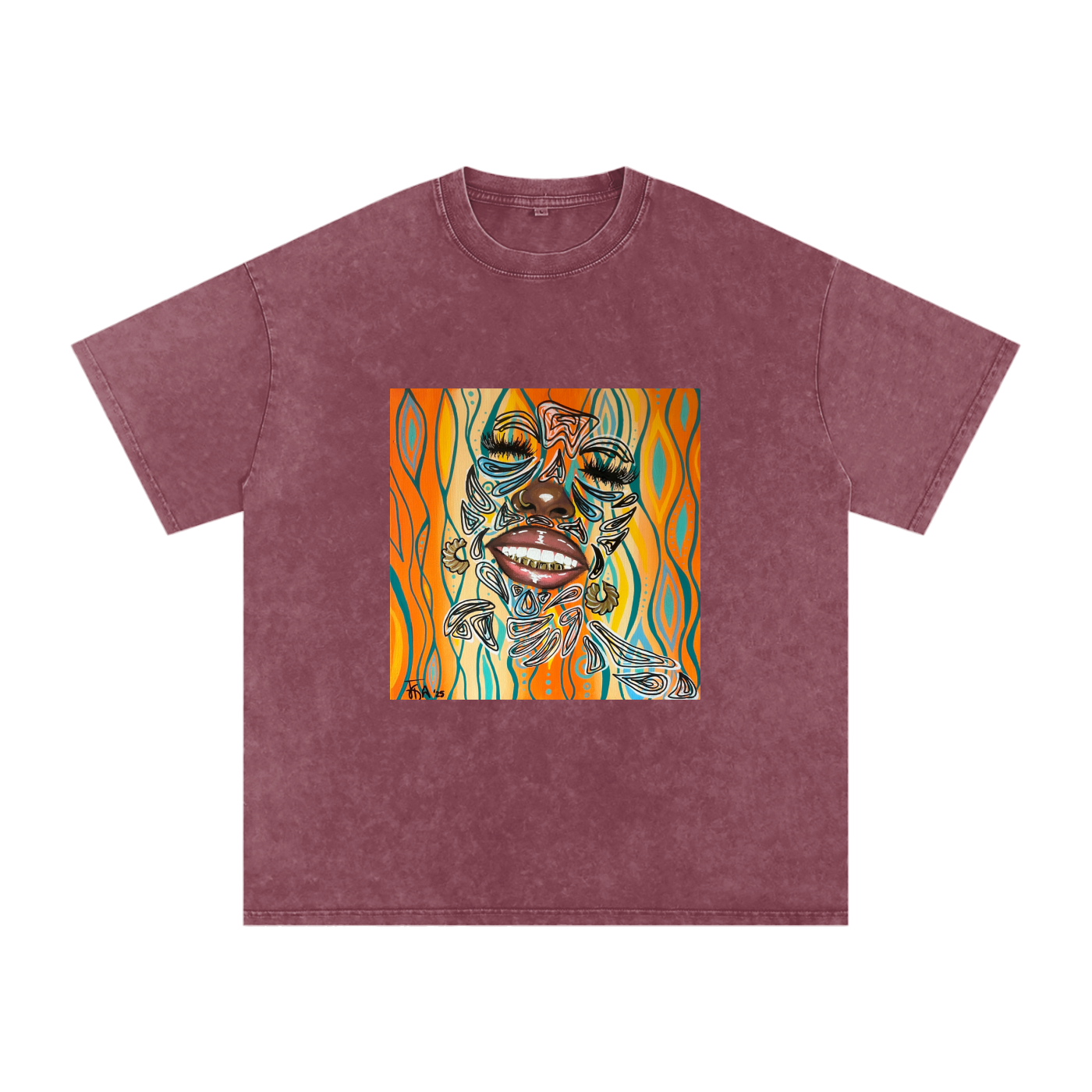 ‘Smile’ Snow Washed Oversized Cotton T-Shirt