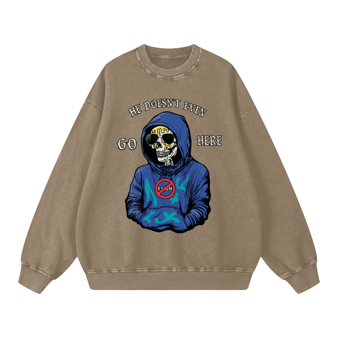 He doesn’t even go here Acid Wash Oversize Sweatshirt - 360 GSM
