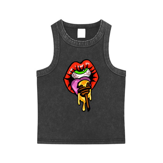 ‘Huny dipper’ Snow Washed Tank Top