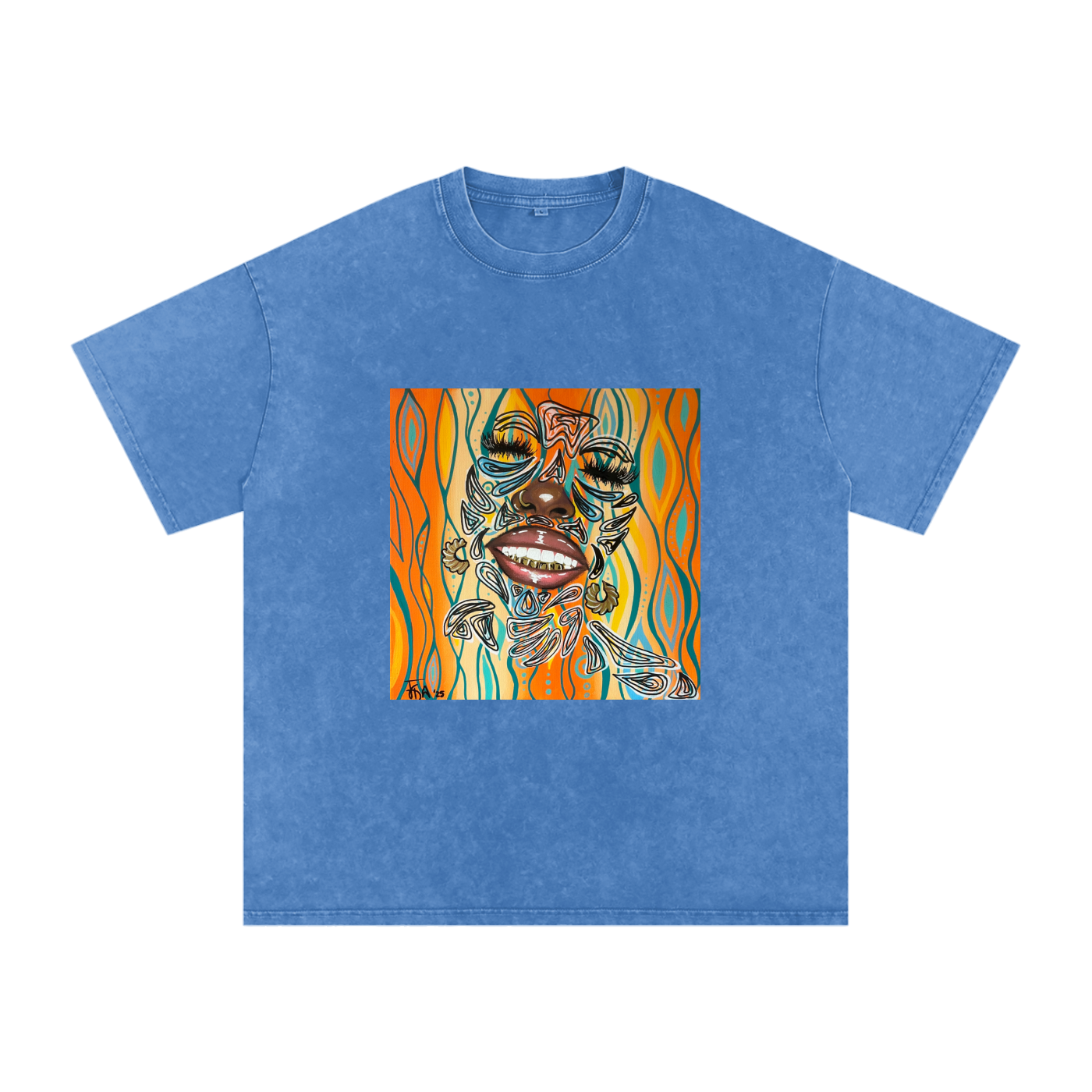 ‘Smile’ Snow Washed Oversized Cotton T-Shirt