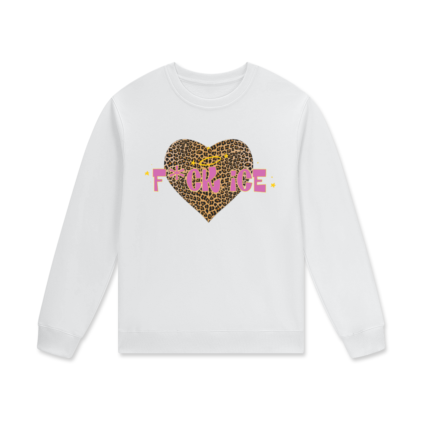 ‘F*ck ice’ leopard print heart Streetwear Unisex Cotton Pullover
