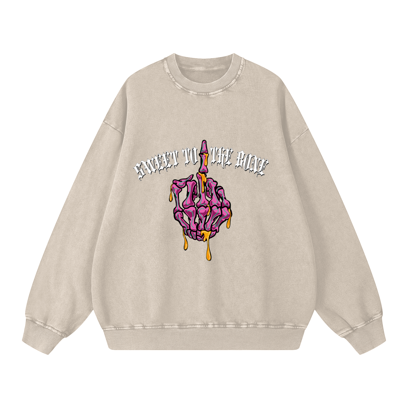 ‘Sweet to the bone’ Acid Wash Oversize Sweatshirt - 360 GSM