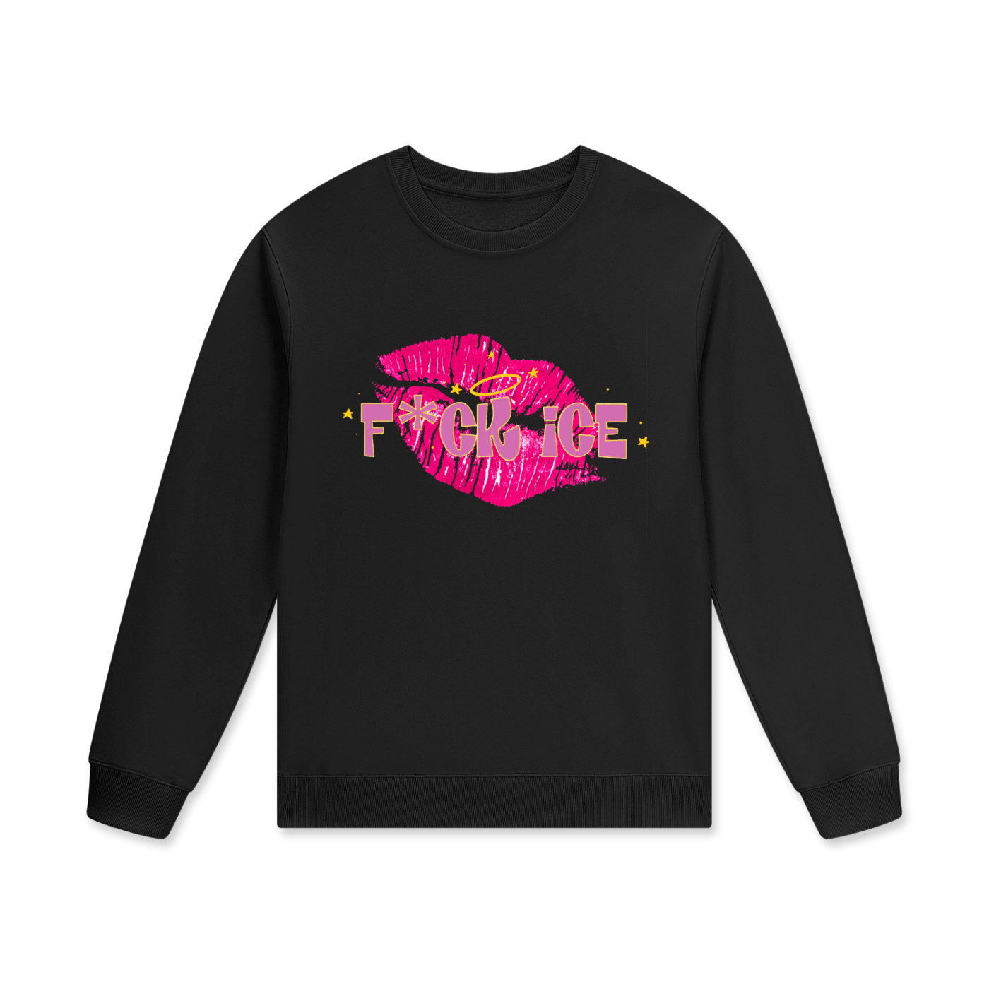 ‘F*ck ice’ pink kiss mark Streetwear Unisex Cotton Pullover