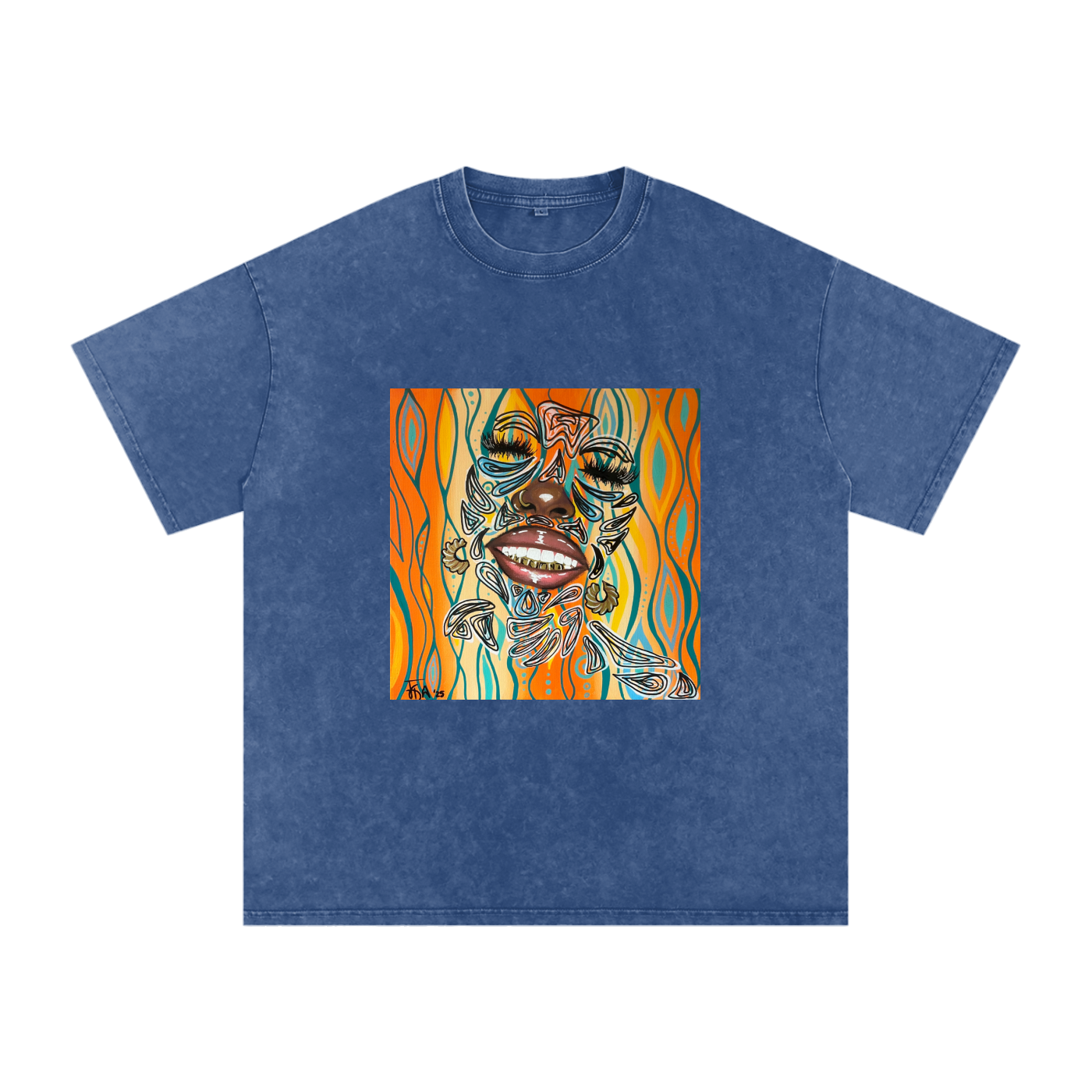 ‘Smile’ Snow Washed Oversized Cotton T-Shirt